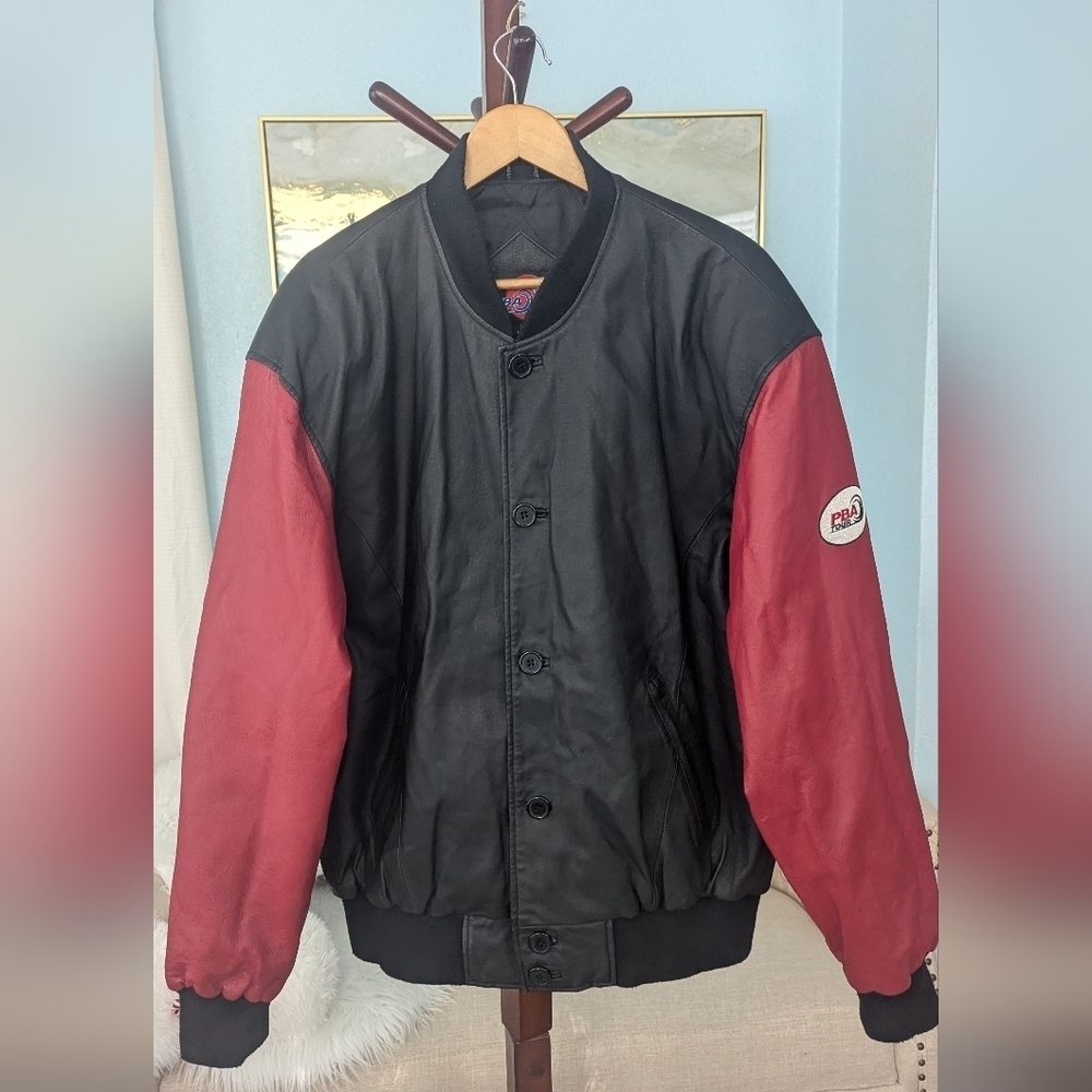 Vintage PBA Tour Gear 100% Natural Leather Soft Jacket Man's Size XL